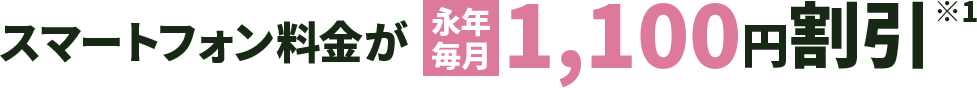 スマホ料金が1,000円割引