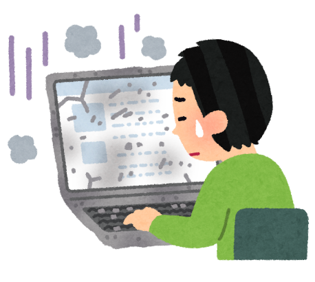 ノートパソコンが故障しているイラスト